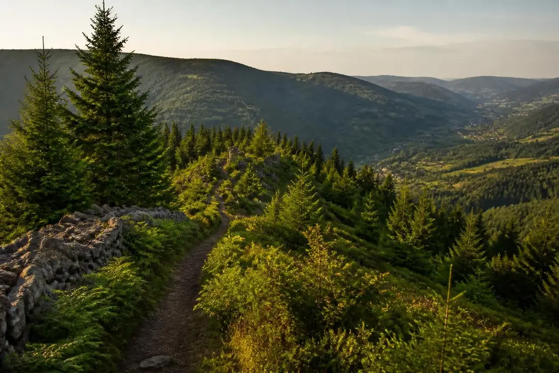 explorez le gr®532, un sentier unique entre les crêtes des vosges et les hautes vallées vosgiennes, alliant nature préservée et riche patrimoine culturel.