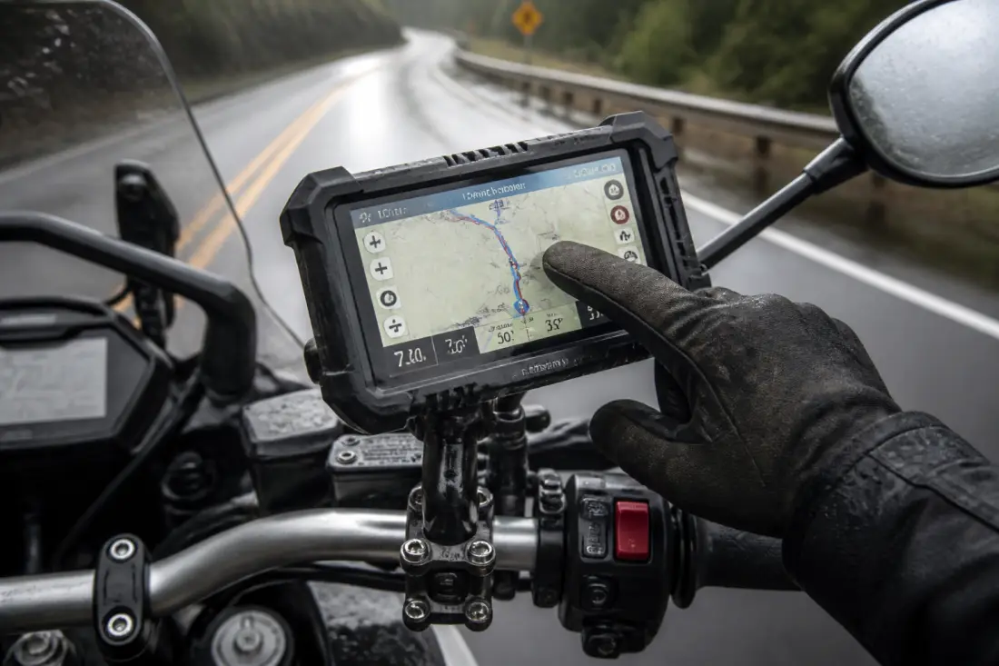 GPS moto étanche : écran, fixation et cartes à vérifier