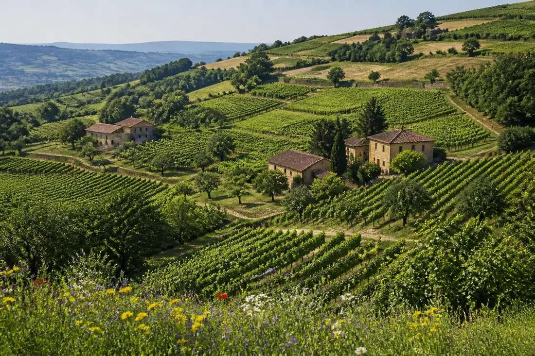 explorez le tour des coteaux du lyonnais et profitez d'un paysage naturel exceptionnel dans le rhône, entre vignobles, collines verdoyantes et panoramas à couper le souffle.